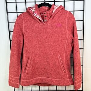 The North Face Jacket Womens M Red Plaid‎ Crescent Sunset Fleece Hoodie Sweater